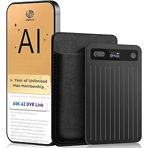 UMEVO Note Plus AI Voice Recorder : Unlimited Transcribe & Summarize, AI Note Taking Device 64GB with Case, App Control, 140 Languages for Calls, Lectures, Meetings, Interviews(Black)