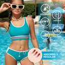 Teen Period Tankini Set Two Pieces Swimsuit Quick Dry Bathing Suit with Padded 13-14 T