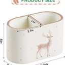 Christmas Pen Holder for Desk, PU Leather Pencil Holder for Desk with 2 Compartments for Home Office Supplies, Christmas Decorations Pencil Cup Desk Organizer (Reindeer)