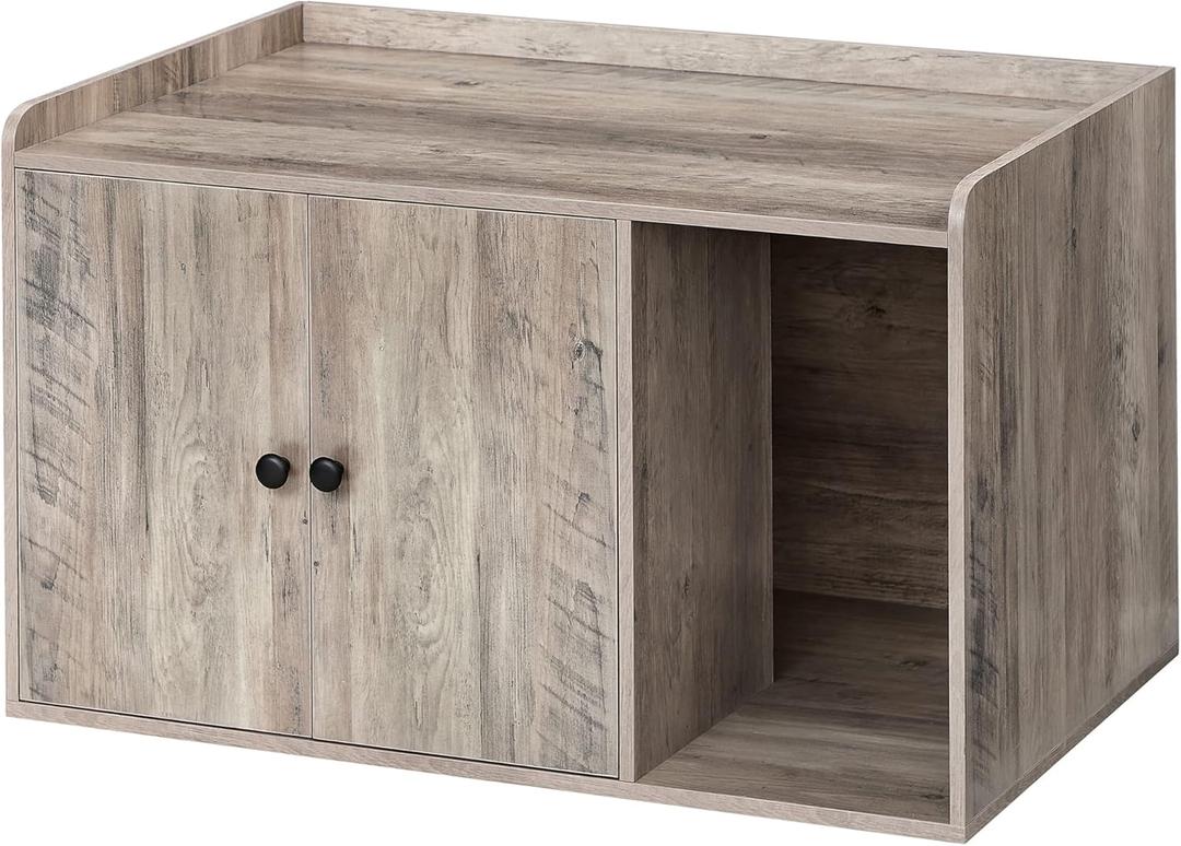 Feandrea Litter Box Enclosure, Cat Litter Box Furniture Hidden, with Front Entry, Modern Cat House for Indoor Cat, Kitty, Side End Table, 32.4 x 20.9 x 19.7 Inches, Greige UPCL001G01