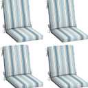 Arden 4-Pack Outdoor Patio Dining Chair Cushion, 20x44, Rain-Proof Seat Pad, Fade-Resistant Outdoor Cushion French Blue Linen Stripe