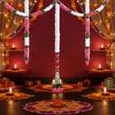 FineCheer 5 Pcs 184 Inch Total Diwali Decorations Artificial Jasmine Garlands Toran with Lotus Buds Traditional Indian Hanging Decoration for Pooja Diwali Wedding Housewarming (Mixed)