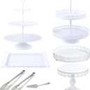 Cake Stands Set White Metal Cupcake Holder Dessert Display Plate Decor Serving Platter for Party Wedding Birthday Baby Shower Celebration Home Decoration