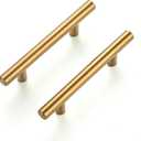 Ravinte 6 Pack 5 Inch Cabinet Pulls Brushed Brass Stainless Steel Kitchen Drawer Pulls Cabinet Handles 5Length, 3 Hole Center