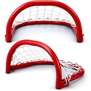 Soulchen 2 Pcs Mini Street Hockey Net Youth Indoor Outdoor Sport Steel Hockey Goal for Roller Street Portable Junior Goal Practice and Training