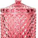 Colorful Glass Jar With Lid,Christmas Candy Dish,Cookie Jars,Jewelry Box,Biscuit Containers Food Storage,Decorative Jar(Purplish Red)