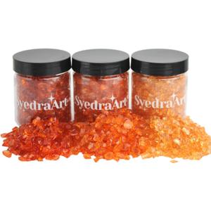 Syedra Crushed Glass for Resin Art, Set of 3,Broken Glass Pieces for Crafts 3-6mm 1LB (Orange)