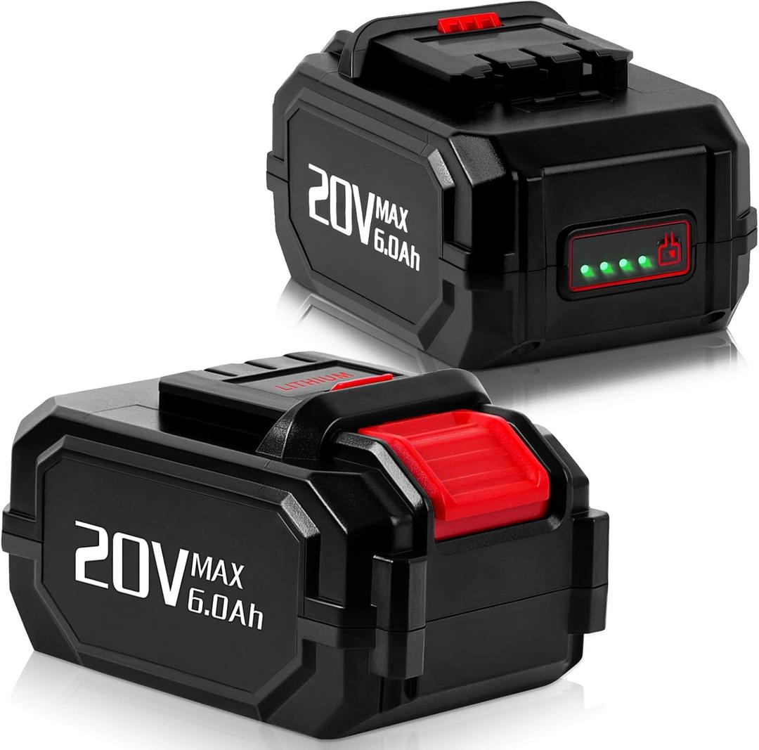 Upgrade 2Pack CaliHutt 6000mAh Replacement Battery for KIMO 20V Lithium Battery for KIMO 20V Cordless Blower Wrench Nailer Drill