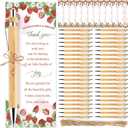 50 Sets Strawberry Baby Shower Ballpoint Pen Gifts Bulk for 50 Guest Wood Bamboo Pens Thank You Cards A Berry Sweet Baby Is On The Way Party Favors Decor