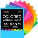 Hygloss Bright Colored Cardstock - 8.5x11-Inch, 12 Assorted Colors, 96 Sheets, 65 lb/ 176 gsm, Fade-Resistant, Acid-Free Color Card Stock Paper