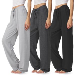 Ultra Performance Womens Pajama PJ Pants 2 Pack Lounge Bottoms Pajamas for Women (Avail in Plus Sizes) (X-Large, Black / Charcoal)