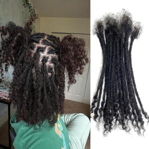 0.4cm Width Dreadlock Extensions 12 inch 30 Strands 100% Permanent Loc Extensions Human Hair with Curly Ends Natural Black Curly Locs Human Hair Can Be Dyed Bleached(12inch-30strands) (1B)