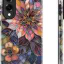 Esdot for Samsung Galaxy S25 Edge Case,Aesthetic Stained Glass Blooming Purple Lotus Shell,Compatible with Magsafe,Trendy Unique Retro Western Protective Slim Silicone Phone Cover for Women Girls