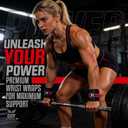 QTF Wrist Wraps for Weightlifting,Powerlifting,12"Heavy-Duty Wrist Support with Thumb Loop. Perfect for Strength Training, Bodybuilding, Dumbbell Lifting, and Wrist support. Includes a free Shark Pad