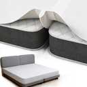 Vekkia 2-in-1 Split King Gap Filler with Built-in Fitted Sheet, Twin to King Converter, Bed Bridge with Washable Cover, Fits Guest Rooms, Hotels & Vacation Rentals, 75"x75"