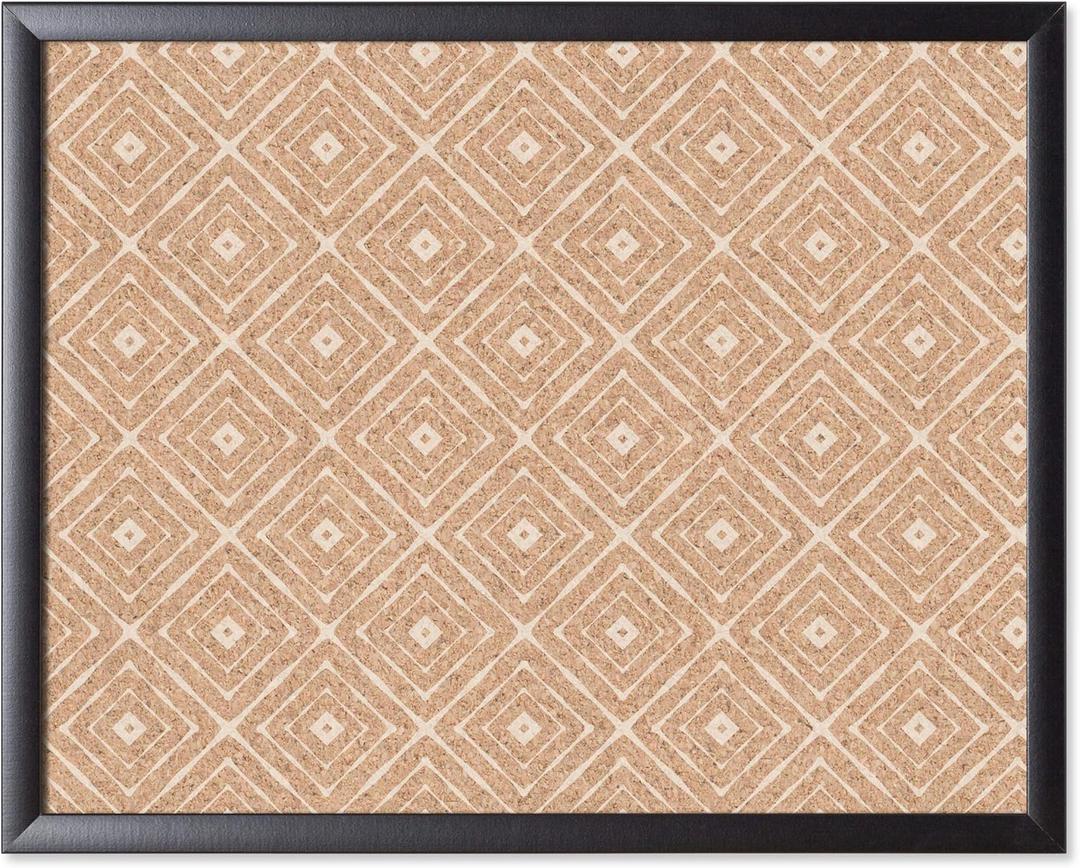 U Brands Fashion Cork Bulletin Board, 16" x 20" Inches, Black Wood Frame
