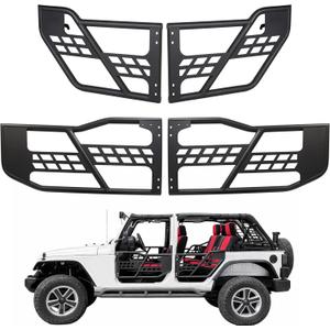 ECOTRIC Jeep JK Tube Doors for 2007-2018 Jeep Wrangler JK Unlimited 4-Door Hunting Style Front & Rear Tubular Half Doors Set with Heavy-Duty Steel Tube Off-Road Trail Door