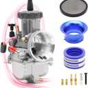 PWK 34mm Carburetor Kit Motorcycle Racing Carb with Air Filter Intake Manifold Boot Universal For 250cc to 350cc Pit Dirt Bike Motocross Enduro On/Off Road ATV Quad Scooter (34mm)