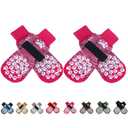 EXPAWLORER Anti Slip Dog Socks to Prevent Licking Paws, Dog Shoes for Hot Pavement, Dog Booties for Small Medium Large Senior Dogs, Traction Control Boots & Paw Protectors for Hardwood Floors Rose M