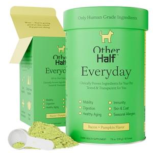 Other Half Everyday - Dog Multivitamin Supplement - Daily Joint, Gut, Allergy, Immune, Urinary Tract Support, Skin, Coat & More - Glucosamine, Chondroitin, Omega 3 & Probiotics | 45 Active Ingredients, Best By: 01/2027 