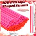 3 x Potchen 100 Pcs Plastic Straws Disposable Drinking Straw Bulk for Cocktail Summer Wedding Birthday Party Spooky Party Supplies(Red,Hot Pink,Lips)