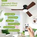 Ceiling Fans with Lights - 42 Inch Low Profile Ceiling Fan with Light and Remote, Reversible DC Motors, 3CCT Dimmable Noiseless, Black&Wood Flush Mount Ceiling Fan for Bedroom/Living Room