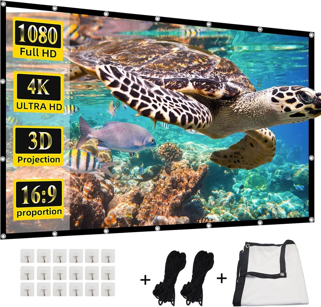 Projector Screen,HUANYINGBJB 4K 16:9 HD Rear Front Projector Screens Foldable Projection Screen Double-Sided Portable Outdoor Indoor Projectors Screen for Movie Home Theater (200 inches)