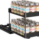 Nieifi Spice Rack Organizer for Cabinet, Vertical Spice Rack Pull Out, Easy to Install, Metal, 6.5''Wx10.35''Dx8.4''H, 1 Pack, 2 Tiers(Black)