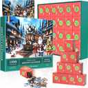 Becko US Christmas Puzzle Advent Calendar 2025 Puzzles for Adults, 1008 Pieces Jigsaw Puzzles, 24 Days Countdown to Christmas Thanksgiving Holidays, Xmas Puzzle as Decorations (Snow Scene)