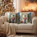 18x18 Inch Set of 2 Christmas Throw Pillow Covers Soft Decorative Cushion Covers Holiday Winter Farmhouse Merry Christmas Nutcracker Pillow Cases with Soldier and Gifts for Sofa Couch Bed