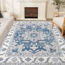 GATWOBR Living Room Rug 5x7 Machine Washable Navy Blue Vintage Bedroom Rugs with Rubber Backing - Oriental Large Indoor Soft Floor Carpet for Dining Room Under Table Home Office