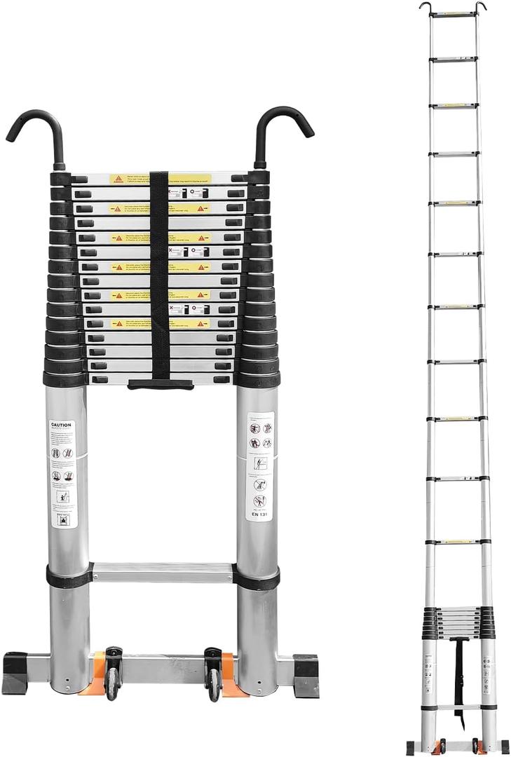 JADDUO Telescoping Ladder,22.9 FT Extension Ladder,Aluminum Lightweight Telescopic Ladder with 2 Triangle Stabilizers