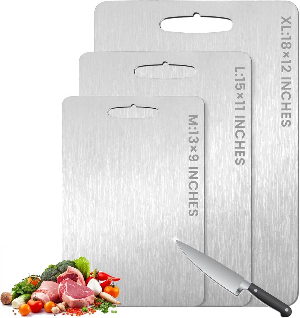 Titanium Cutting Board, 2025 New Upgrade 100% Pure Titanium Cutting Boards for Kitchen, Hygiene & Durability Non Stick Chopping Board, Double sided Cutting Mat, Easy to Clean (13 * 9) (Medium)