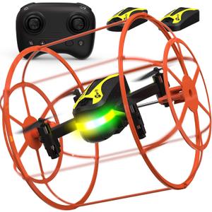 M17 Drone with Protective Cover Mini Drone RC Quadcopter for Beginners Land-Air Dual Mode Drone Headless Mode 3 Speed Modes 3D Flip One Key Control 2 Rechargeable Battery Gifts