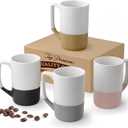 Large Ceramic Coffee Mug Set of 4, 16 oz Tea Cups with Handle, Porcelain Mug for Latte, Hot Tea, Cappuccino, Milk, Cocoa, Microwave & Dishwasher Safe Cups for Men Women Mug Lovers, Housewarming Gift