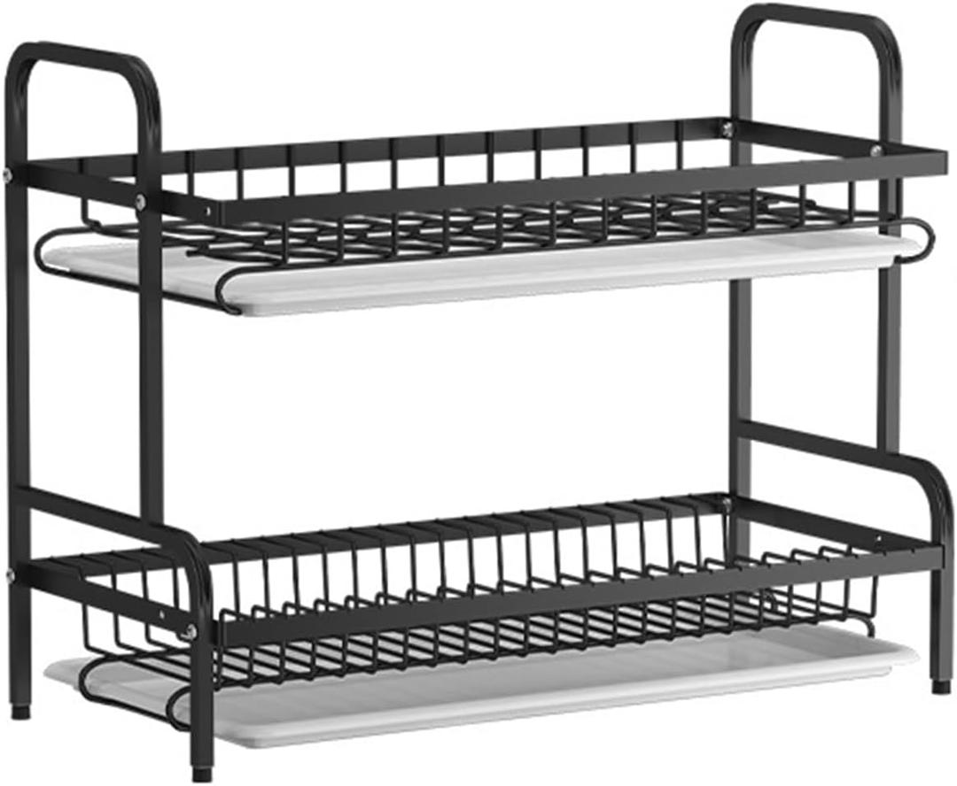 FLIPP Multi-Functional Dish draining Rack, Home Kitchen countertop draining Dish Tray, Cutlery Rack Over Sink or Counter (Color : 2 Layers)