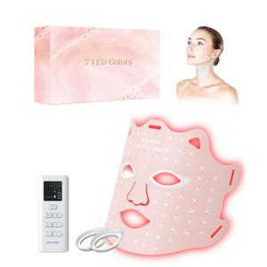 SDKWDH LED Light Therapy Mask, Red Light Therapy for Face - Red Light for Anti-Aging & Wrinkles, Blue for Acne, IR for Deep Repair, At-Home Device, FDA Cleared, Portable & Rechargeable, Pink