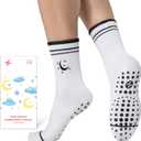 2 x COOLMATE Pilates Socks with Grips for Women, Yoga Socks, Crew Non Slip Women for Barre, Pilates Gifts for Women