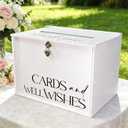 Large Wedding Card Box with Lock & Slot, Elegant White Wedding Card Boxes for Reception Money Gift Envelope Cards, DIY Gift Cards Box for Party Engagement Baby Bridal Shower Table Decor