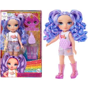 Rainbow High Littles  Amethyst Willow, Purple 5.5" Posable Small Doll with Purse, Magical Pet Dog, Girls Toy Gift, Kids Ages 4-12 Years (One Size)