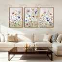 Large Colorful Daisy Wildflower Framed Canvas Wall Art Set,Watercolor Botanical Floral Green Leaf Wall Decor,Bright Spring Flower Artwork for Living Room,Bedroom,Farmhouse -16"x24"x3, 16L"x24W"