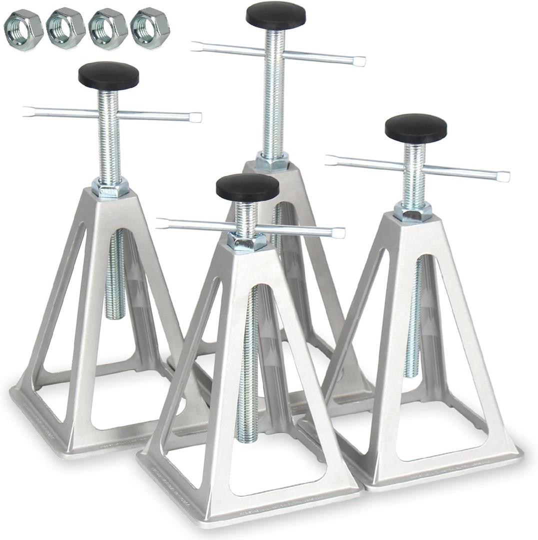 RV Stabilizer Jacks, Stack Jack Stands for RV Camper Travel Trailer, with Additional Screw Nuts and Cushion Rubber Mats - 4 Pack