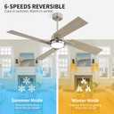 WINGBO 54 Inch Ceiling Fan with Light and Remote, 4 Plywood Blades, 6-Speed Reversible DC Motor, Dimmable, 3CCT, Farmhouse Ceiling Fan for Bedroom Living Room Kitchen, Brushed Nickel and Gray