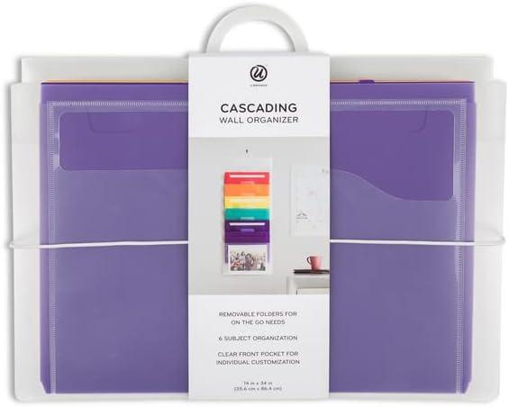 U Brands Cascading Wall Organizer, Office Supplies, Primary Colors, 6 Removable Folder Pockets, Letter Size, 14 x 34