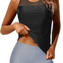 Yonique Tankini Swimsuits for Women with Shorts Athletic Two Piece Bathing Suits Racerback Tank Tops Swimwear (Medium, Black & Striped)