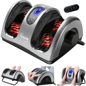 TISSCARE Shiatsu Foot Massager with Heat: FSA HSA Eligible Foot Massager for Neuropathy, Plantar Fasciitis and Pain Relief-Massage Feet/Leg/Calf/Ankle at Home/Office, Gifts for Women and Men (Sliver Gray)