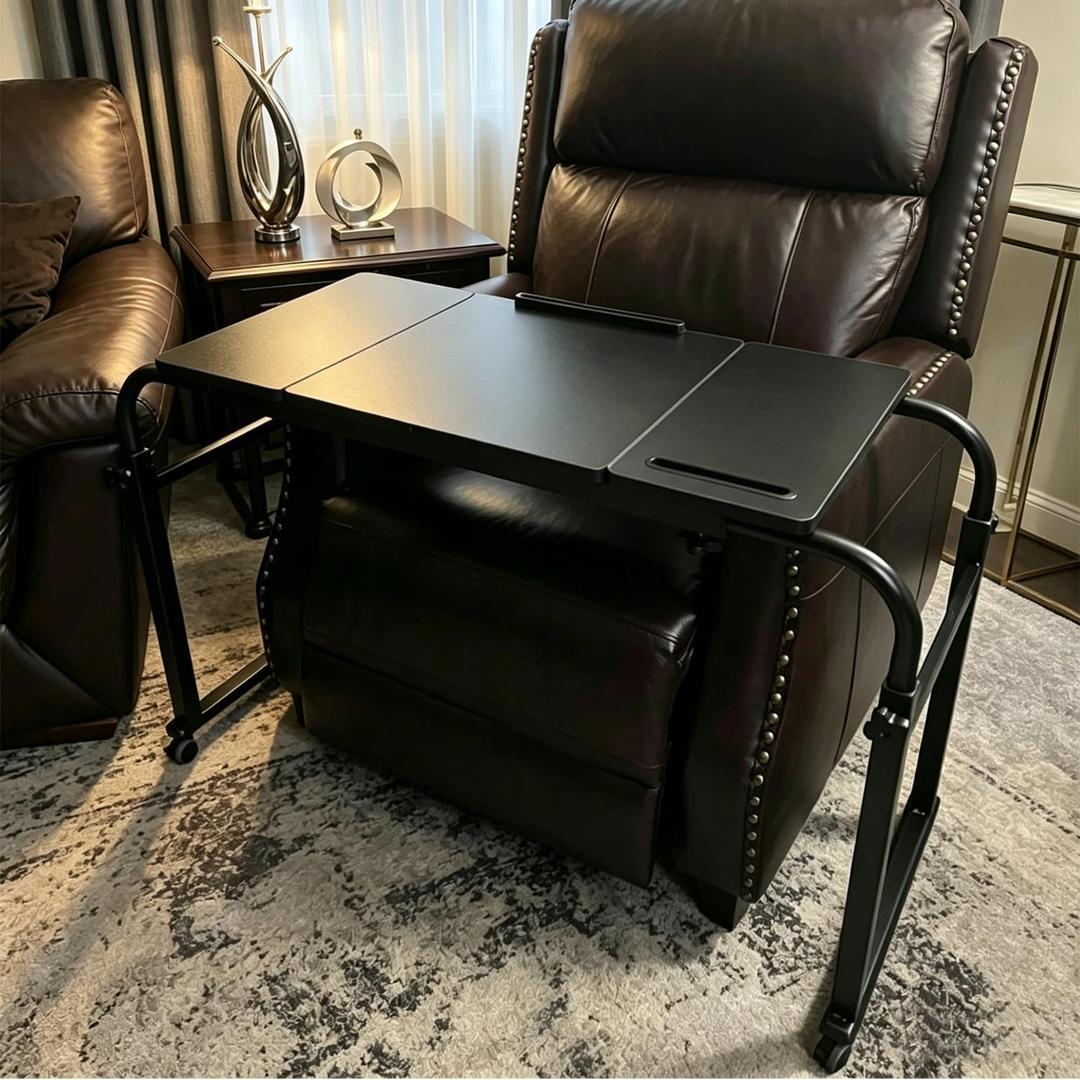 Overbed Bedside Table Over The Bed Table with Wheels Height Adjustable Medical Tilt Top Hospital Bed Table Laptop Standing Lap Desk Cart Table Stand for Bed Hospital Home Office Use Bed Trays Desk, 1 Count