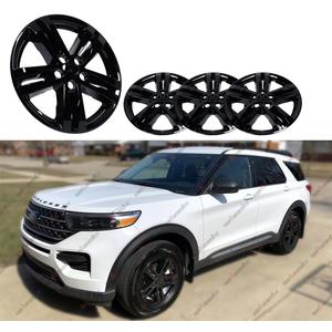 18inch Hubcaps Wheel Skin Covers Compatible with 2020-2024 Ford Explorer XLT, Durable ABS Plastic Rim Covers (Set of 4), Fit for Standard Wheels - Snap On Tire Cover Replacement (Glossy Black)