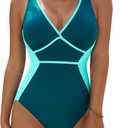 Blooming Jelly Women Tummy Control Swimsuits One Piece Modest Bathing Suit Lace Up Slimming Swim Suits 2025 (Large, Peacock Green)