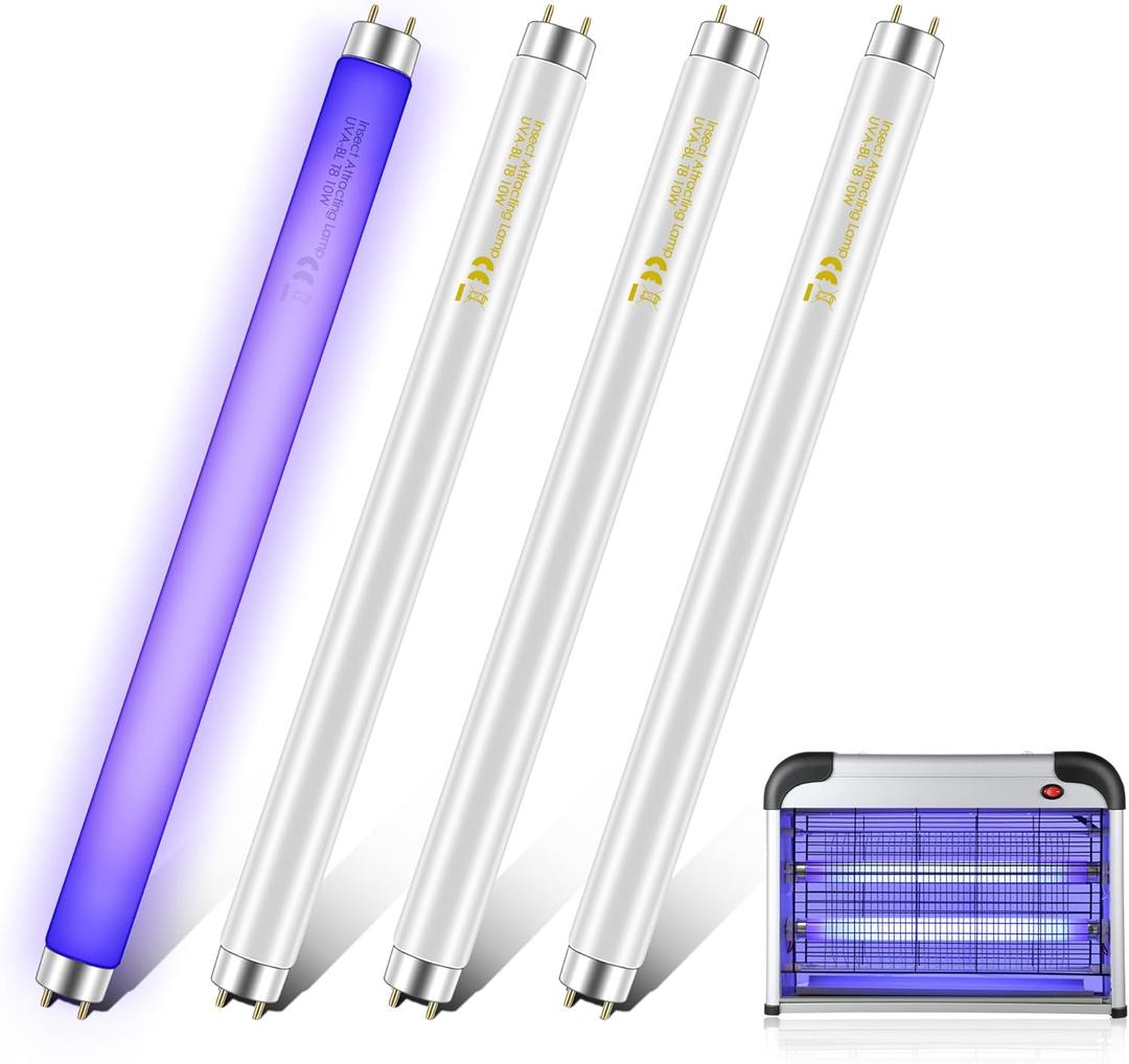 Qualirey 4 Pack 10W Bug Zapper Replacement Bulb T8 Light Tube for 20W Electronic Bug Zapper Compatible with Most 20W Mosquito Zapper Lamp Qualirey 4 Pack 10W Bug Zapper Replacement Bulb T8 Light Tube for 20W Electronic Bug Zapper Compatible with Most 20W Mosquito Zapper Lamp